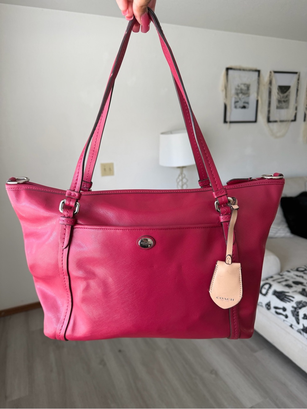 Y2K Coach Peyton Magenta Pink Saffiano Leather Pocket Tote Bag 🌸✨